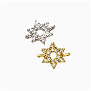 Copper Star Connector Pave Zirconia Mixed, approx 8mm