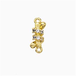 Copper Connector Pave Zirconia Gold Plated, approx 5-10mm
