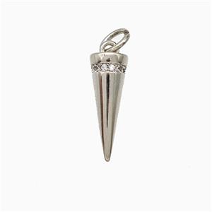 Copper Pendulum Pendant Pave Zirconia Platinum Plated, approx 5.5-16mm