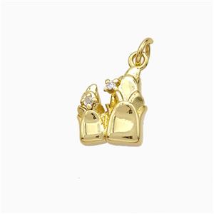 Copper Flower Pendant Pave Zirconia Gold Plated, approx 11-12mm
