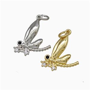 Copper Dragonfly Pendant Pave Zirconia Mixed, approx 14-15mm