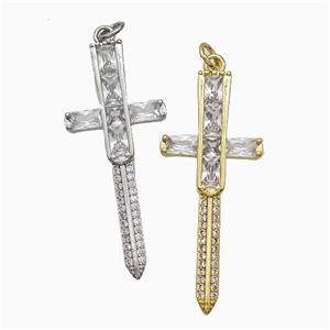 Copper Cross Pendant Pave Zirconia Mixed, approx 16-40mm