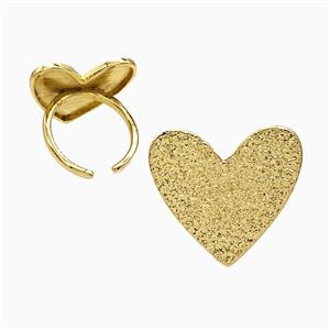 Copper Heart Rings Corrugated Gold Plated, approx 23mm, 18mm dia
