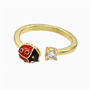 Copper Ring Pave Zircon, Gold Plated, approx 4mm, 7mm, 18mm dia