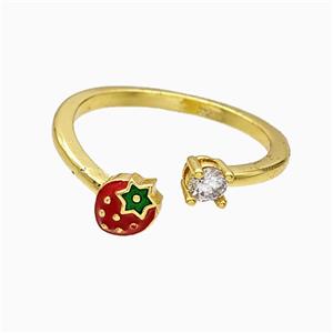 Copper Ring Pave Zircon, Gold Plated, approx 4mm, 7mm, 18mm dia