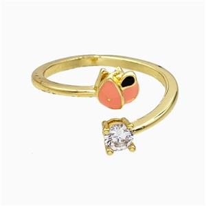 Copper Ring Pave Zircon, Gold Plated, approx 4mm, 7mm, 18mm dia