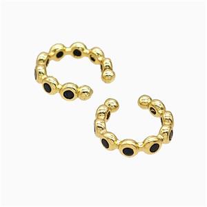 Copper Clip Earrings Pave Zirconia Gold Plated, approx 13mm dia