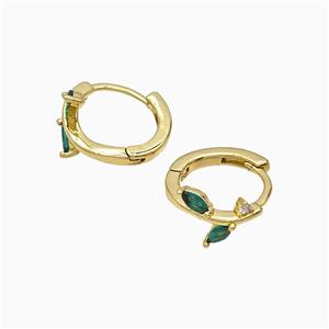 Copper Earring Pave Zircon, Gold Plated, approx 14mm dia