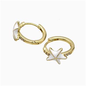 Copper Earring Pave Zircon, Gold Plated, approx 11mm, 16mm dia