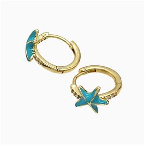 Copper Earring Pave Zircon, Gold Plated, approx 11mm, 16mm dia