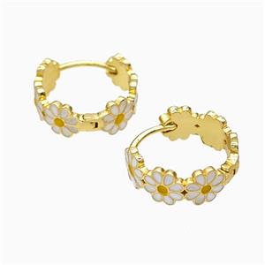 Copper Earring Pave Zircon, Gold Plated, approx 6mm, 17mm dia
