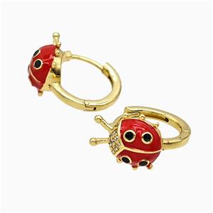 Copper Earring Pave Zircon, Gold Plated, approx 11-14mm, 17mm dia