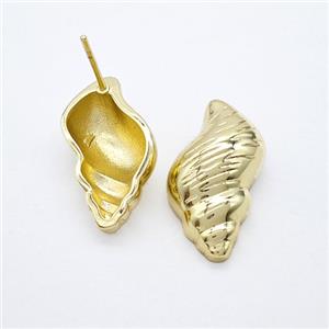 Copper Earring Pave Zircon, Gold Plated, approx 12-21mm