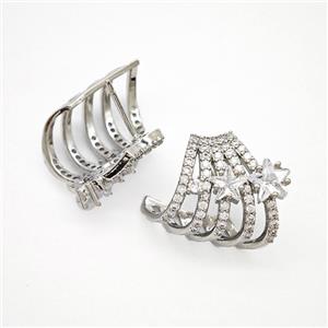 Copper Earring Pave Zircon, Gold Plated, approx 18-20mm