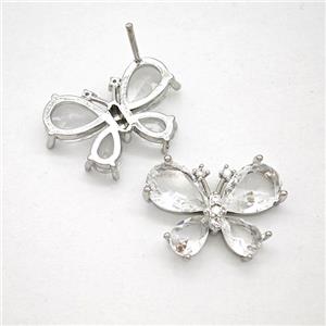 Copper Earring Pave Zircon, Gold Plated, approx 15-20mm