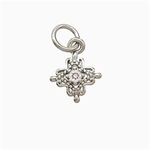 Copper Cross Pendant Pave Zirconia Platinum Plated, approx 8mm