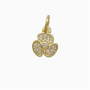 Copper Pendant Pave Zircon, Gold Plated, approx 8mm