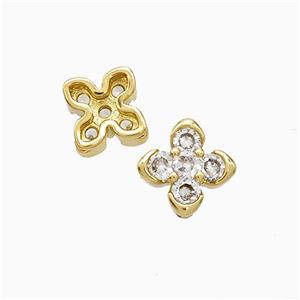 Copper Pendant Pave Zircon, Gold Plated, approx 8.5mm