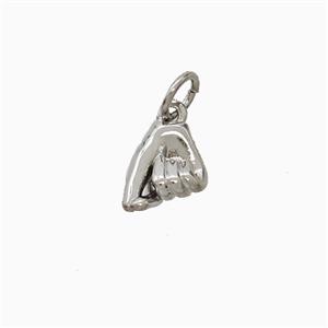 Copper Love Hand Sign Pendant Platinum Plated, approx 10mm