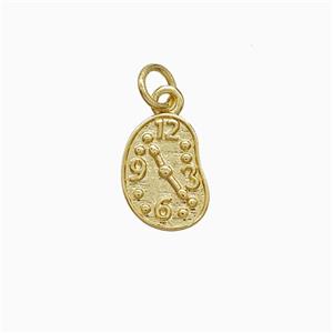Copper Clock Pendant Gold Plated, approx 9-12mm