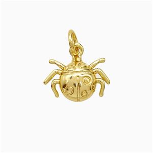 Copper Pendant Pave Zircon, Gold Plated, approx 9-12mm