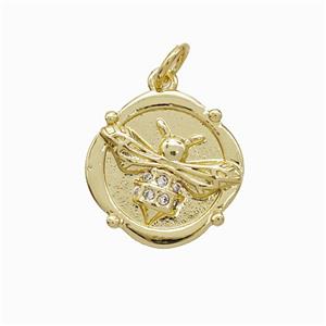 Copper Pendant Pave Zircon, Gold Plated, approx 15mm