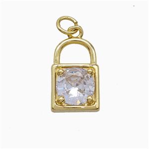 Copper Pendant Pave Zircon, Gold Plated, approx 10-16mm