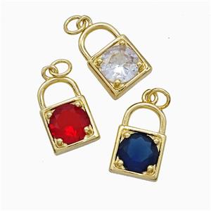 Copper Pendant Pave Zircon, Gold Plated, approx 10-16mm