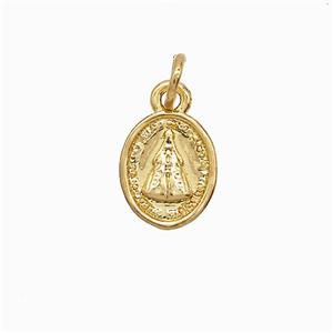 Copper Pendant Pave Zircon, Gold Plated, approx 8-10mm
