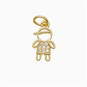 Copper Pendant Pave Zircon, Gold Plated, approx 8-11mm