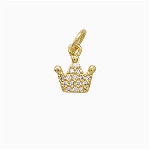 Copper Crown Pendant Pave Zirconia 18K Gold Plated, approx 8mm