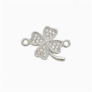 Copper Clower Connector Pave Zirconia Platinum Plated, approx 11-14mm