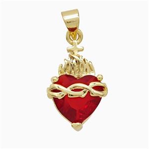 Copper Pendant Pave Zircon, Gold Plated, approx 11-18mm