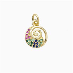 Copper Pendant Pave Zircon, Gold Plated, approx 10mm