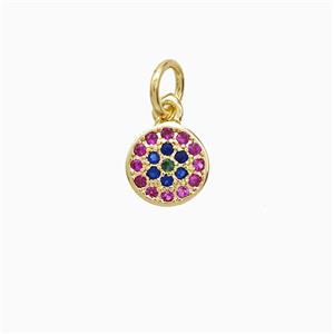 Copper Pendant Pave Zircon, Gold Plated, approx 7mm
