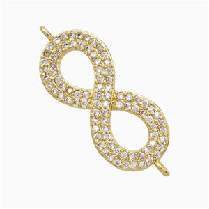 Copper Infinity Connector Pave Zirconia 18K Gold Plated, approx 11-24mm