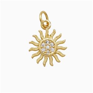 Copper Sun Pendant Pave Zirconia 18K Gold Plated, approx 11mm