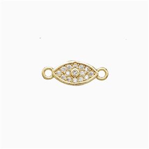 Copper Eye Connector Pave Zirconia 18K Gold Plated, approx 5-9mm