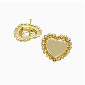 Copper Heart Stud Earrings 18K Gold Plated, approx 18mm
