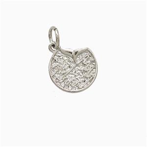 Copper Shark-tail Pendant Circle Hammered Platinum Plated, approx 10-11mm