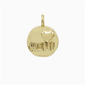 Copper MAMI Heart Pendant Gold Plated, approx 12mm