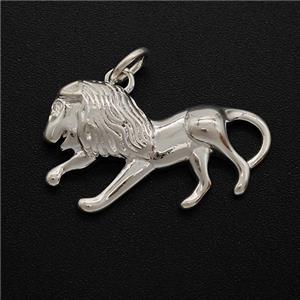 Copper Lion Pendant Shiny Silver, approx 13-23mm