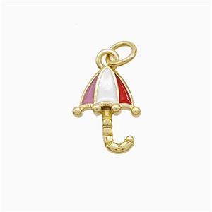 Copper Umbrella Pendant Multicolor Enamel Gold Plated, approx 10-13mm