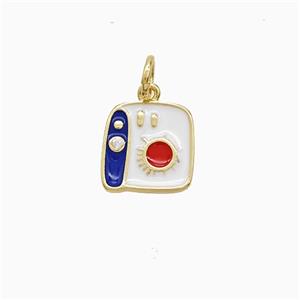 Mini Camera Charms Copper Pendant Enamel Gold Plated, approx 10mm