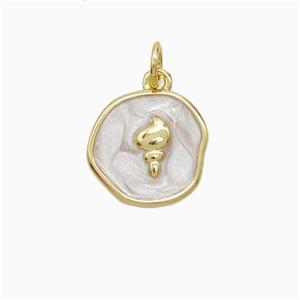 Copper Conch Shell Pendant White Painted Gold Plated, approx 12mm
