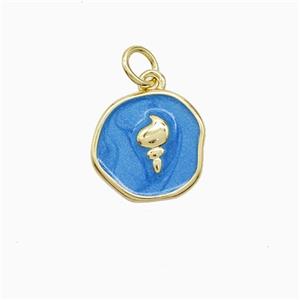 Copper Conch Shell Pendant Blue Painted Gold Plated, approx 12mm