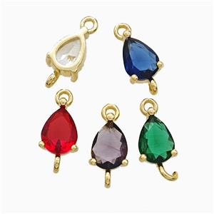 Crystal Glass Teardrop Connector Copper Gold Plated Mixed, approx 6-10mm