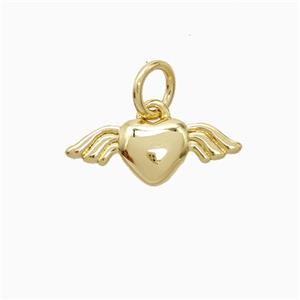 Copper Heart Angel Wings Pendant Gold Plated, approx 5-14mm