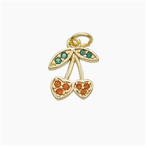 Copper Cherry Pendant Pave Zirconia Gold Plated, approx 11mm