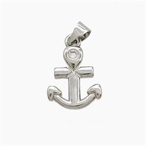 Copper Anchor Pendnat Platinum Plated, approx 12-15mm